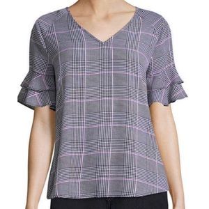 Worthington Georgette Ruffled Blouse Sz Large